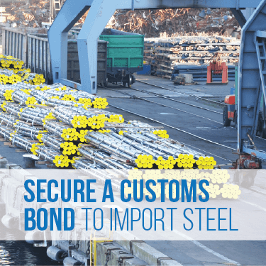 Stacks of steel products at port