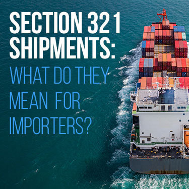 Section 321 Shipments - A loaded cargo ship sails in the ocean