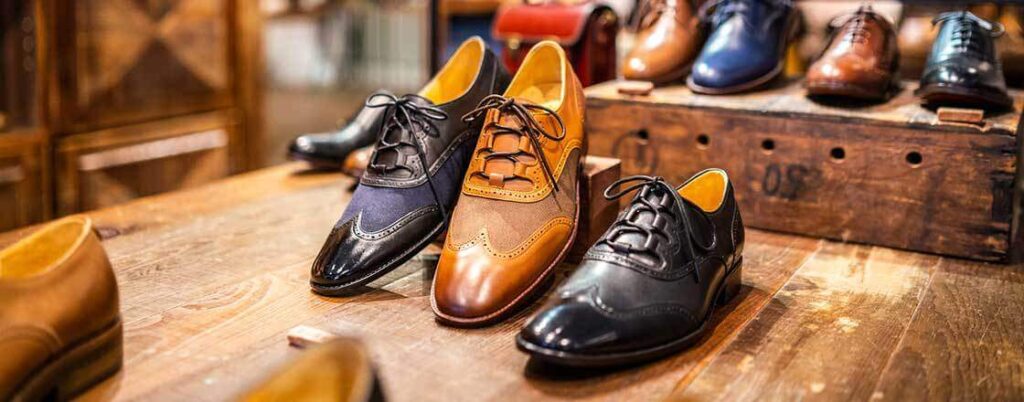 leather shoes on display