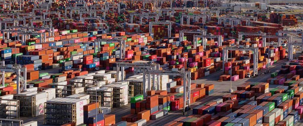 anti dumping duties containers stacked in rows at a port