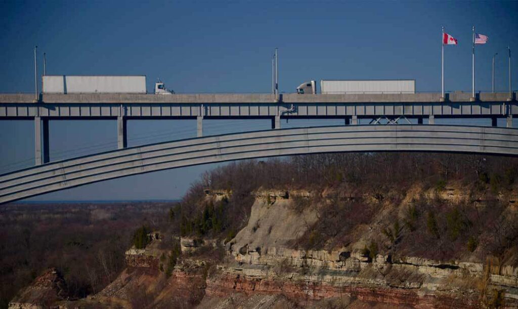A shipment arranged by a Canadian customs broker being transported over the border