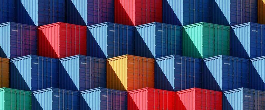 Import containers full of goods impacted by Trump tariffs from China, Mexico, and Canada