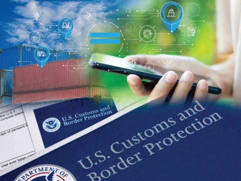 An importer holding a phone and a Customs and Border Protection pamphlet