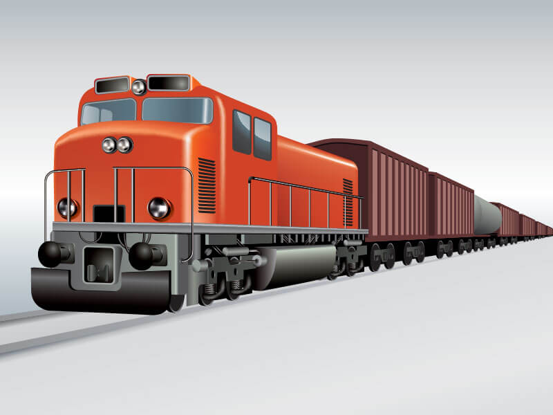 An illustration depicting a freight train. 